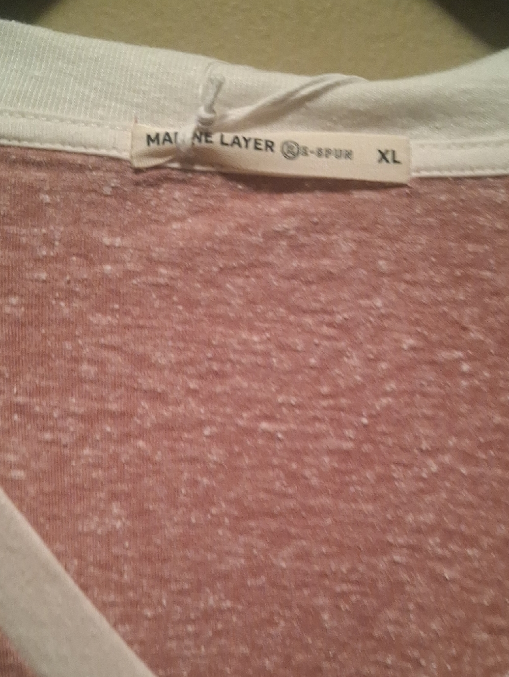 Marine Layer Dusty Cedar  Vneck Tee with White Trim Xl